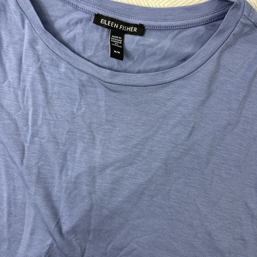 Eileen Fisher Blouse Womens Medium‎ Sleeveless Boxy Jersey Top Blue
